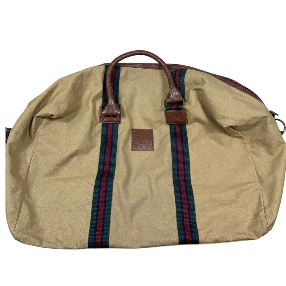 Ralph Lauren Polo Duffle Bag Brown Patch Double Handles & Adjustable Strap - Picture 1 of 8